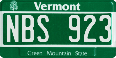VT license plate NBS923
