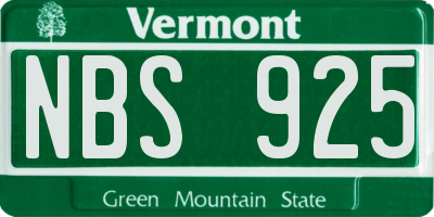 VT license plate NBS925