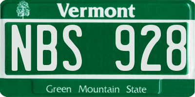 VT license plate NBS928