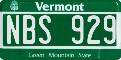 VT license plate NBS929