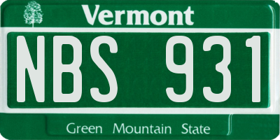 VT license plate NBS931