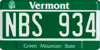 VT license plate NBS934