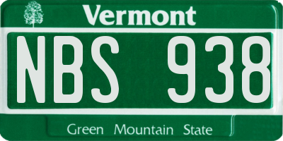 VT license plate NBS938