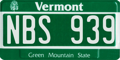 VT license plate NBS939