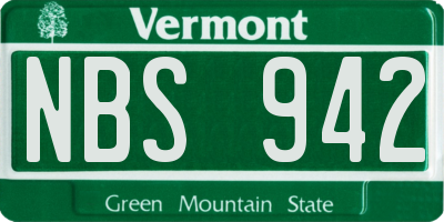 VT license plate NBS942