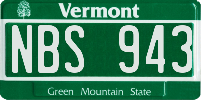 VT license plate NBS943
