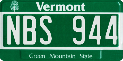 VT license plate NBS944