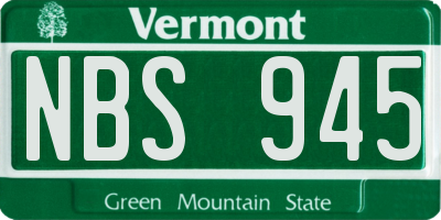 VT license plate NBS945