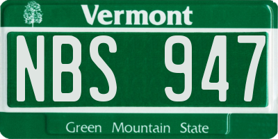 VT license plate NBS947