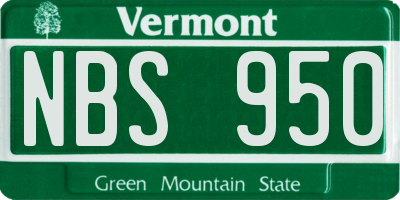 VT license plate NBS950