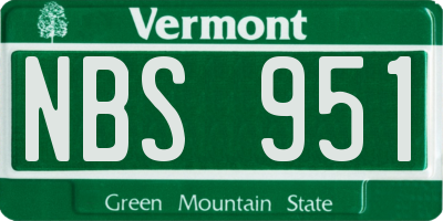VT license plate NBS951