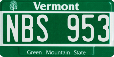 VT license plate NBS953