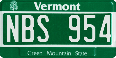 VT license plate NBS954