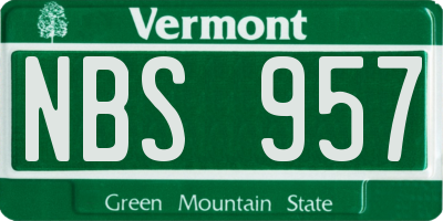 VT license plate NBS957