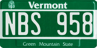 VT license plate NBS958