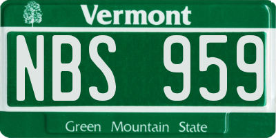 VT license plate NBS959