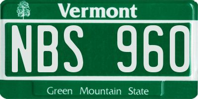 VT license plate NBS960