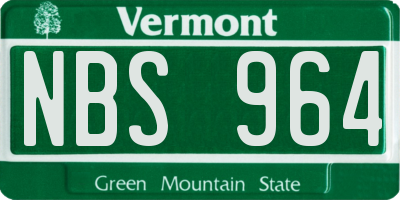 VT license plate NBS964