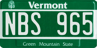 VT license plate NBS965