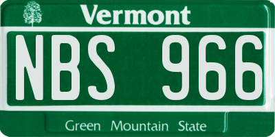 VT license plate NBS966