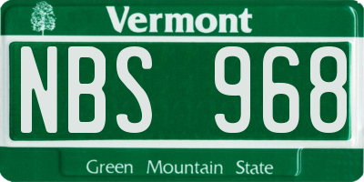VT license plate NBS968