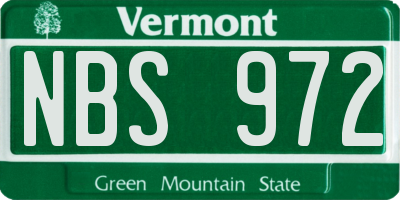 VT license plate NBS972
