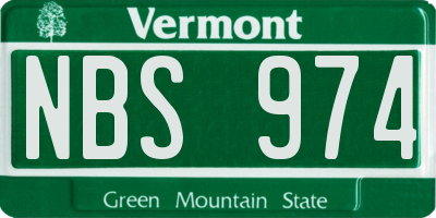 VT license plate NBS974