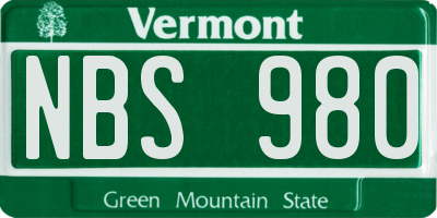VT license plate NBS980