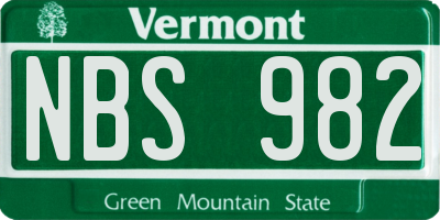VT license plate NBS982