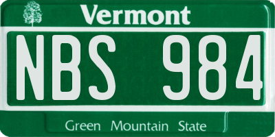 VT license plate NBS984