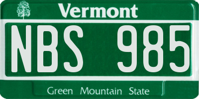 VT license plate NBS985