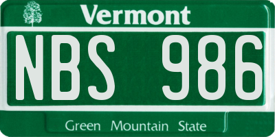VT license plate NBS986