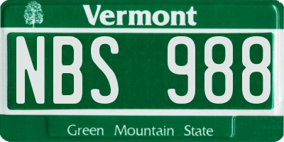 VT license plate NBS988
