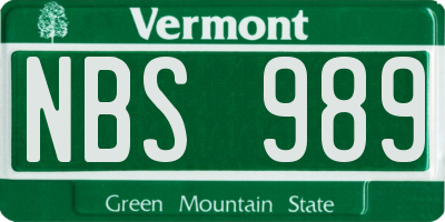 VT license plate NBS989