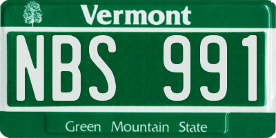 VT license plate NBS991