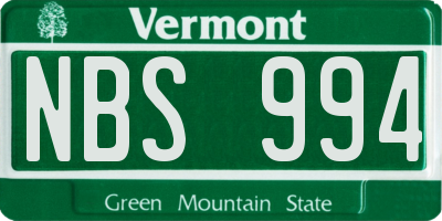 VT license plate NBS994
