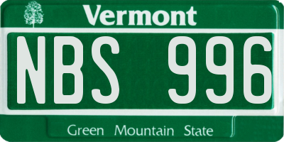 VT license plate NBS996