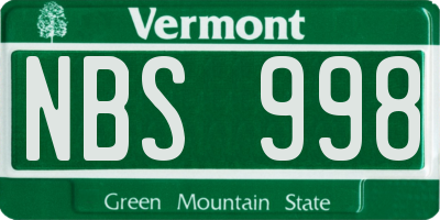 VT license plate NBS998