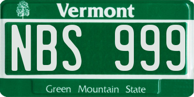 VT license plate NBS999