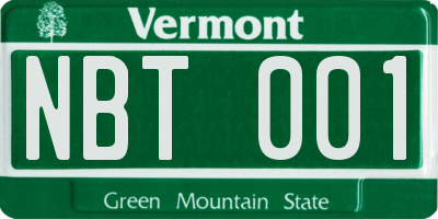 VT license plate NBT001