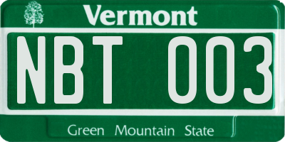 VT license plate NBT003