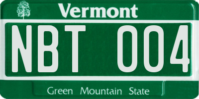 VT license plate NBT004