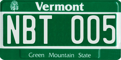 VT license plate NBT005