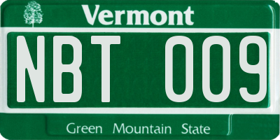 VT license plate NBT009