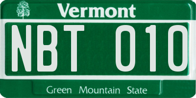VT license plate NBT010