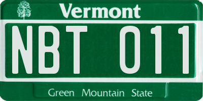 VT license plate NBT011