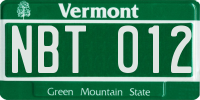 VT license plate NBT012