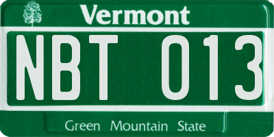 VT license plate NBT013