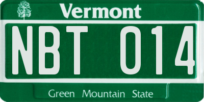VT license plate NBT014