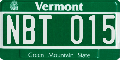 VT license plate NBT015